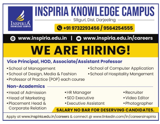 Inspiria Teaching & Non-Teaching Faculty Job 2024